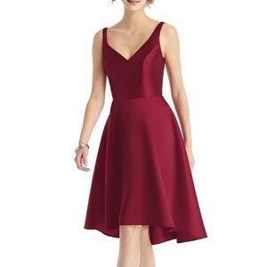 Alfred Sung high low satin dress burgundy NWT  8